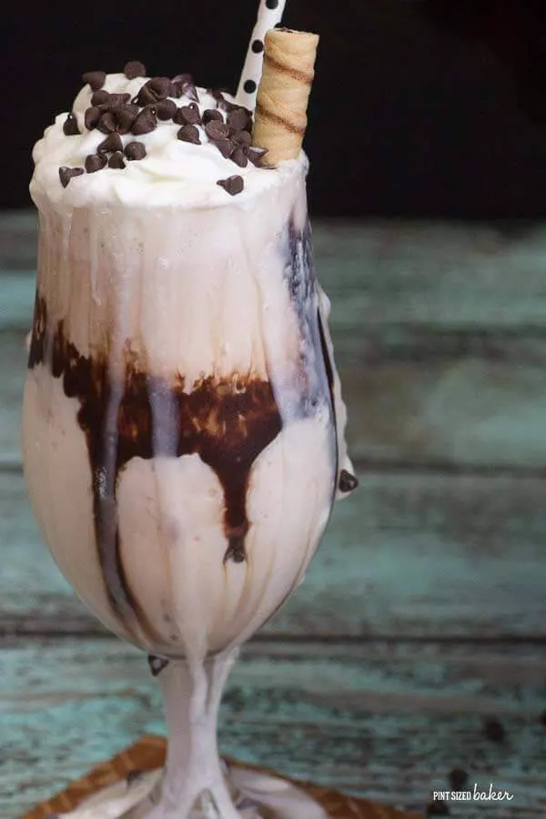 A basic Vanilla Milkshake with chocolate swirls. Life can't get better than this!