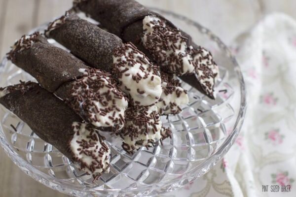 Dark Chocolate Cannoli Shell Recipe. Make them at home and stuff them with your favorite filling.