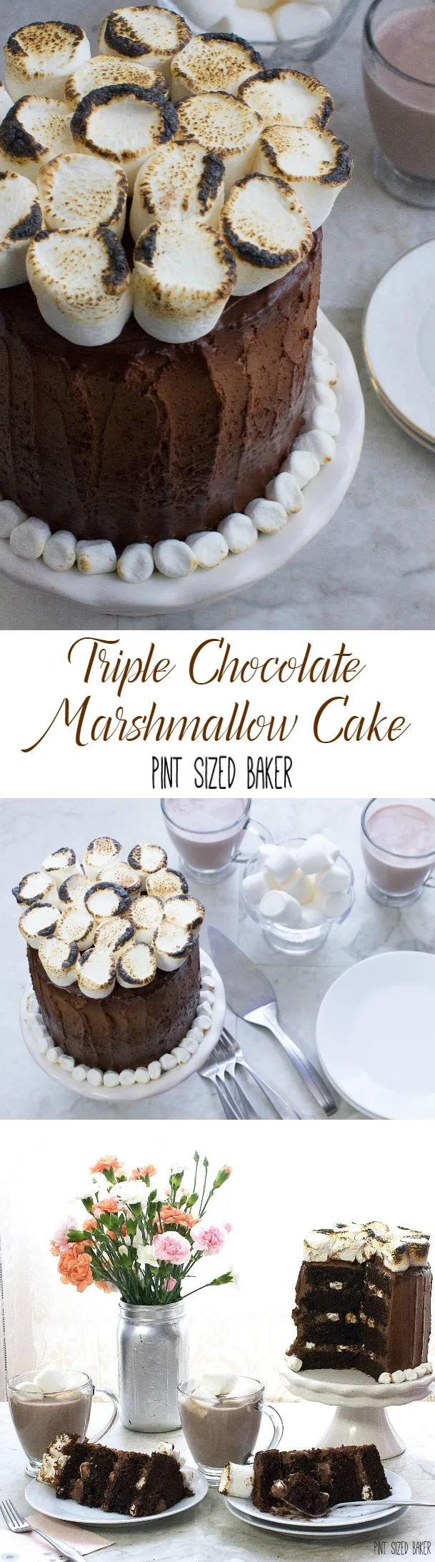 This Triple Chocolate Marshmallow Cake is calling my name!! Chocolate Cake, and fudgy frosting with toasted marshmallows is a really delicious dessert!