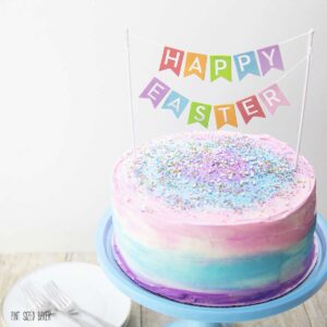 Sweet and simple. This Girly Galaxy Cake is all dressed up for an Easter party.