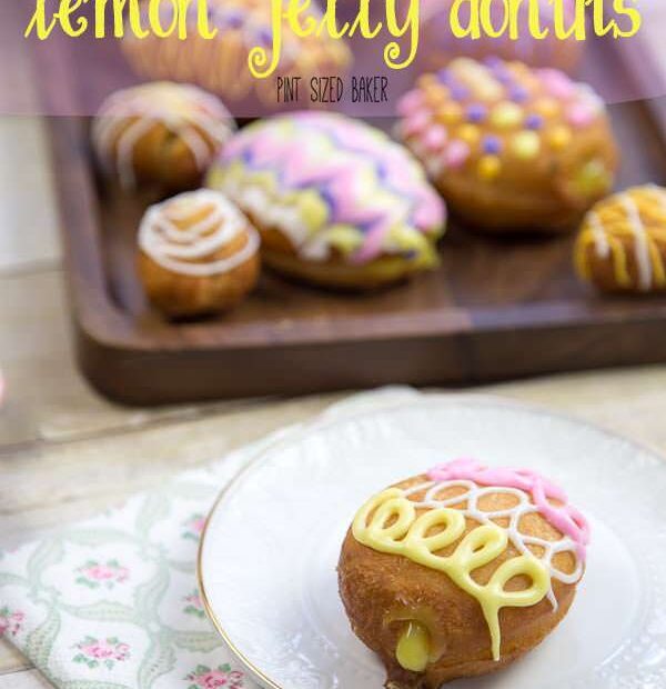 These easy Lemon Jelly Donuts are great for the kids to help and make! Simple biscuit donuts shaped into eggs, filled with lemon pie filling and decorated with a soft royal icing.