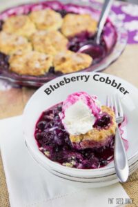 Homemade and ready to eat in under an hour - Enjoy this one pan blueberry cobbler for dessert this summer.