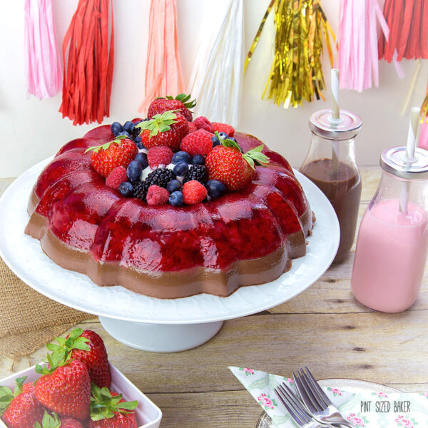 My friends flipped when they saw this beautiful Strawberries and Chocolate Jello Mold. It's not like your Grandma used to make!