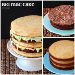 Give your Big Boy a Big Mac Cake for his next birthday! With Yellow Cake and brownie layers, this cake is sure to be a big hit!!