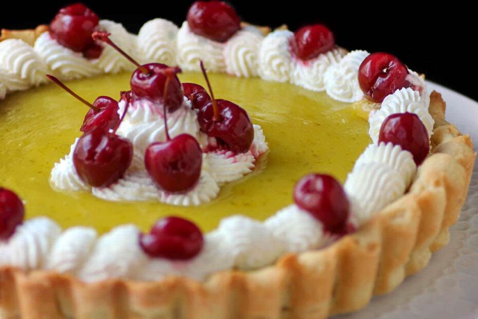 A cherry lime tart that is for all citrus lovers. Lime curd, a lime crust and homemade maraschino cherries. Totally worth the work!