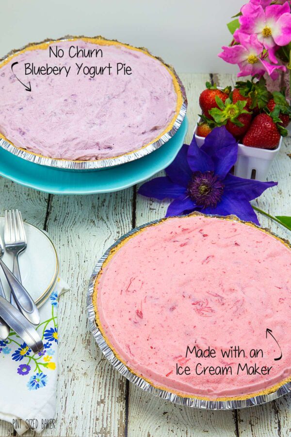 Frozen Yogurt Pie - one no churn, the other made in an ice cream maker. 