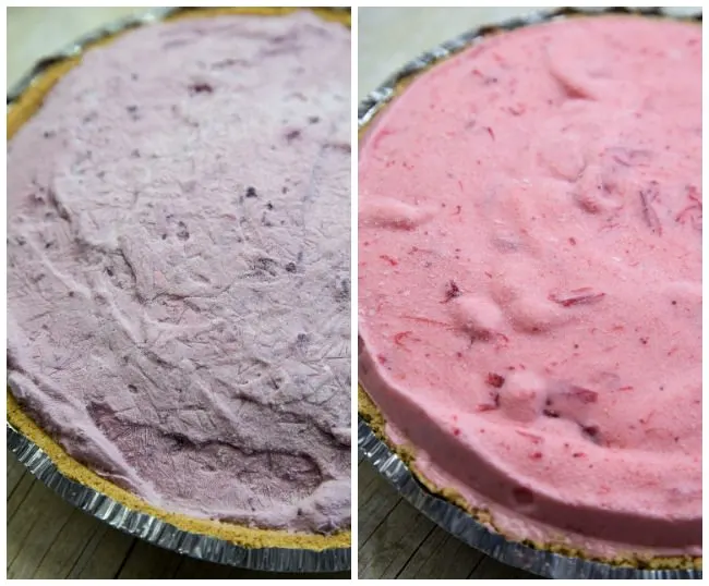 Frozen Yogurt Pie - one no churn, the other made in an ice cream maker. Can you tell the difference?