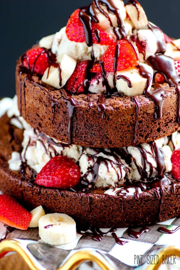 Brownie and Ice Cream Tower Dessert. It's sure to make you say "yeah, I'd cheat on my diet"!