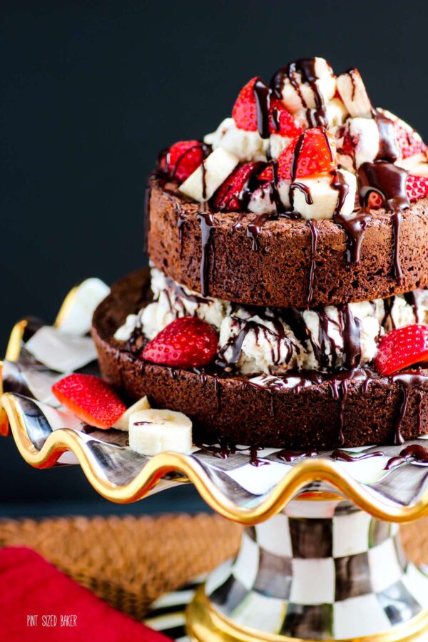 If you love chocolate covered fruit as much as I do, then you will LOVE this brownie and ice cream tower dessert!! OMG!