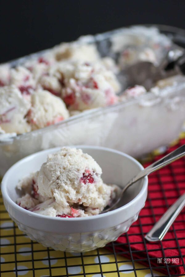 Scoop up a big bowl of this strawberry banana ice cream and add some whipped cream and hot fudge for a great dessert!