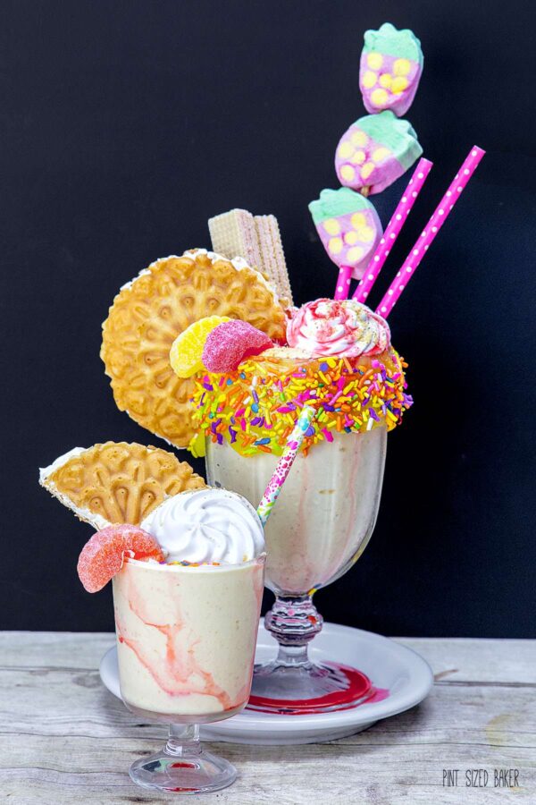 A Monster Milkshake and a Mini Milkshake! The perfect way to enjoy a lemon meringue pie without baking a pie!