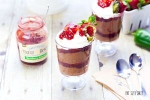 Smucker's Fruit and Honey Strawberry Jalapeno jam is amazing when paired with chocolate mousse.