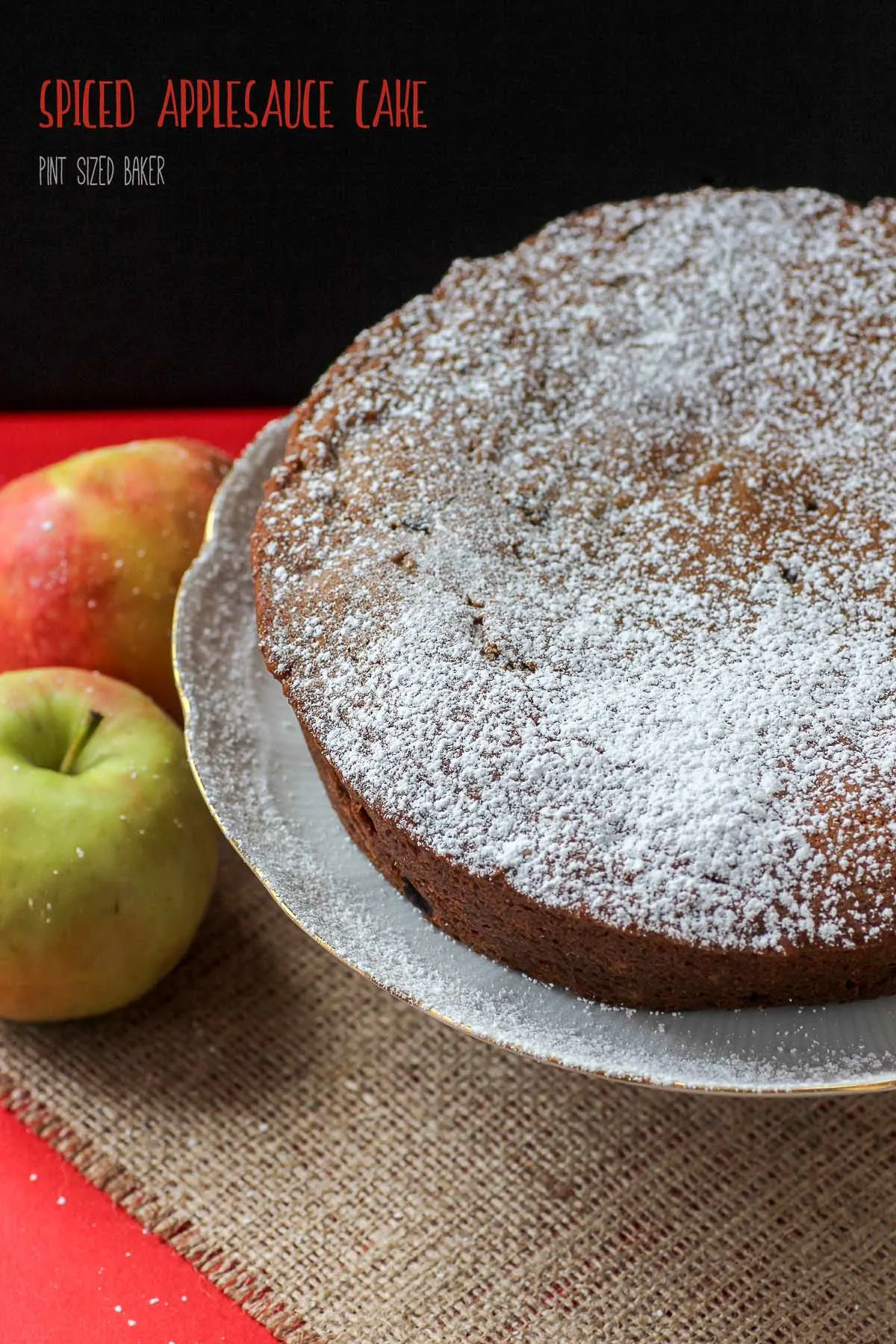 Spiced Applesauce Cake full of sweet raisins, crunchy walnuts, and yummy apple chunks. Serve it warm with a scoop of ice cream.