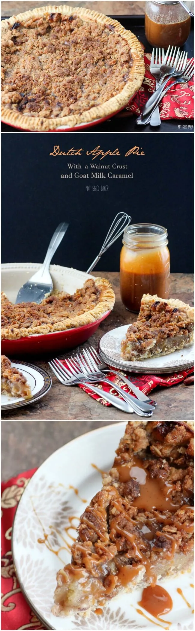 Dutch Apple Pie just like grandma used to make. Loaded with a crumble topping and then served with caramel.