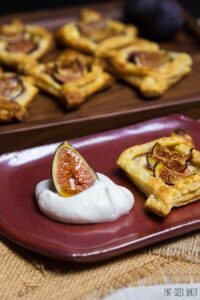 Easy Fig Tarts served with whipped cream. A quick summer treat .