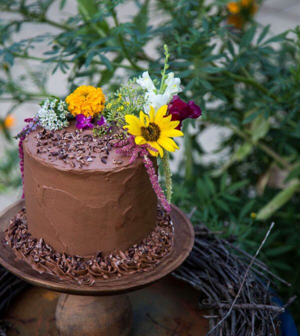 4 layer chocolate cake with coffee frosting