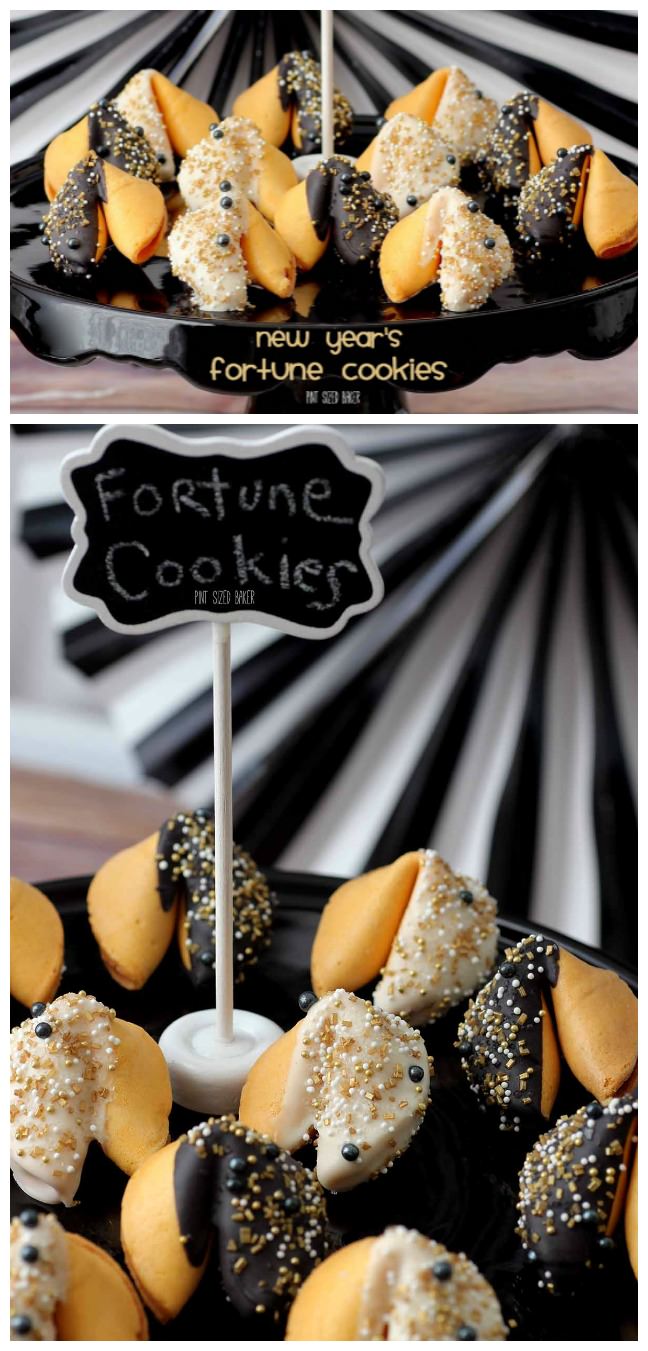 Dress up basic Fortune Cookies with chocolate and fun sprinkles.