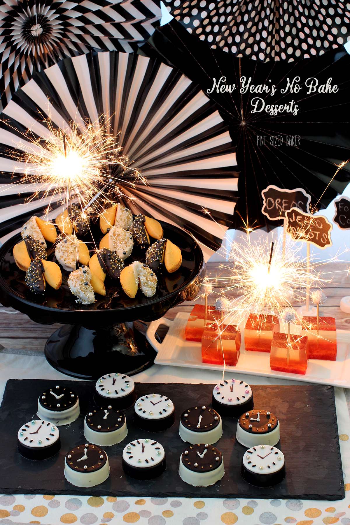 Celebrate like a kid again with Oreo Cookies, Jello and fortune cookies in this fun New Years No Bake Spread!