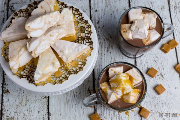 Homemade salted caramel marshmallows are soft and fluffy and great on hot chocolate!