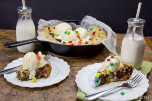 Because who doesn't want a giant chocolate chip skillet cookie loaded with M&M's??