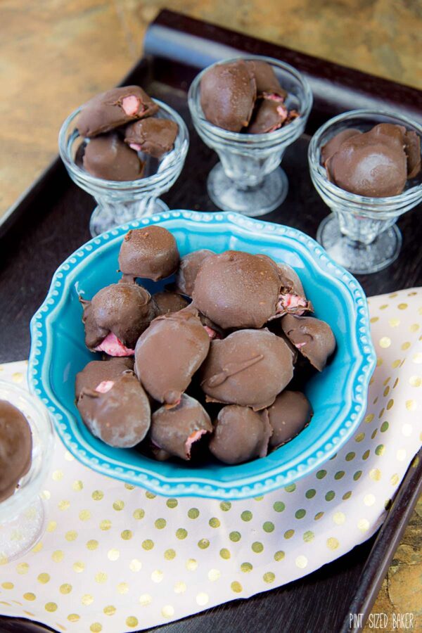 Made with cream cheese and whipped cream, these Homemade Strawberry Bon-Bons are perfect for snacking on while watching your favorite show.