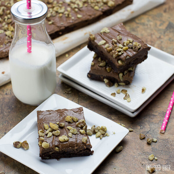 These frosted brownies are packing a punch of Black Walnut Moonshine.