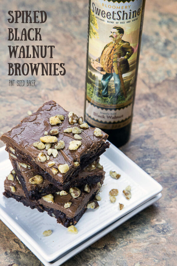 You won't believe how good these Spiked Black Walnut Brownies made with West Virginia Sweetshine.