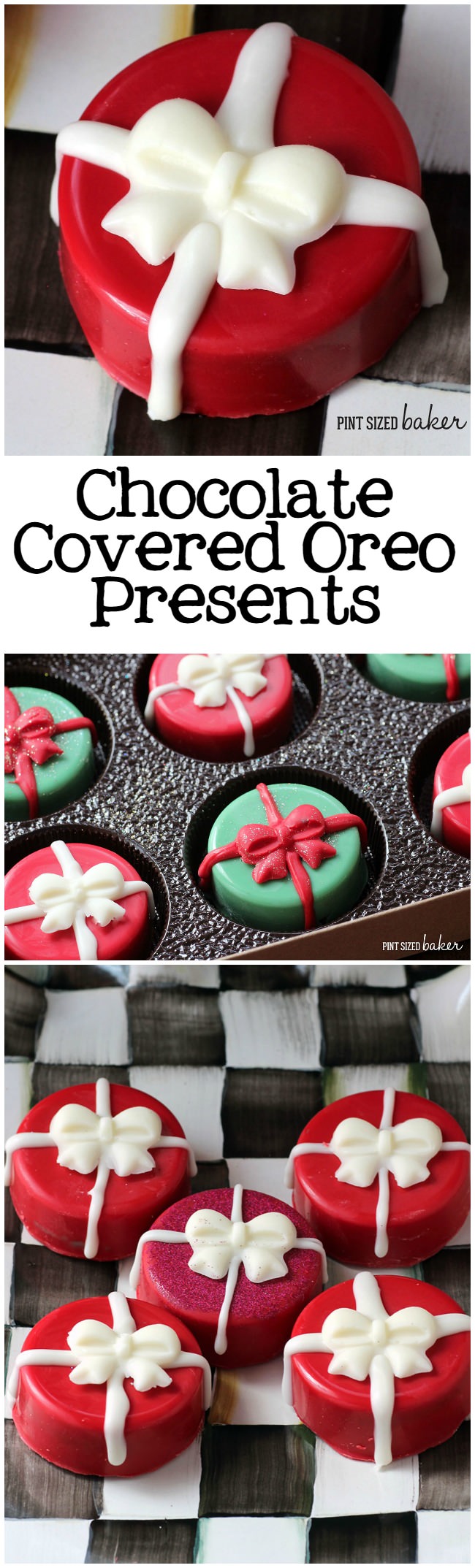 Cute and perfect for gift giving - these chocolate covered Oreo "presents" are easy to make.
