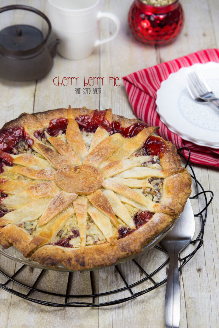 This Cherry Berry Pie is perfect any time of year. Just a few simple ingredients and a fancy crust topping makes this pie extra special.