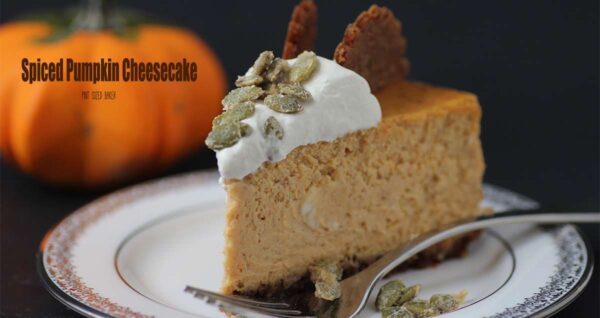 A stunning, delicious, and easy Pumpkin Cheesecake with a ginger snap crust! Perfect!