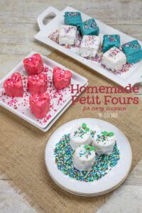 Yes you can make homemade Petit Fours for your party! They are great for any occasion - Christmas, Valentine's Day and Birthdays!
