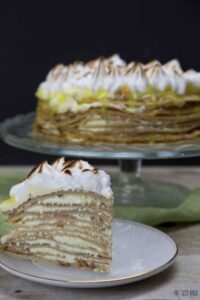 Layers and layers of crepes and lemon cream but it's the meringue topping that makes this Lemon Meringue Crepe Cake special!