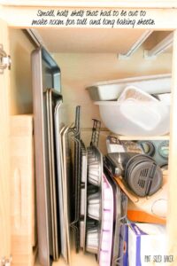 Kitchen cabinets that are just not organized and don't fit my baking dishes.