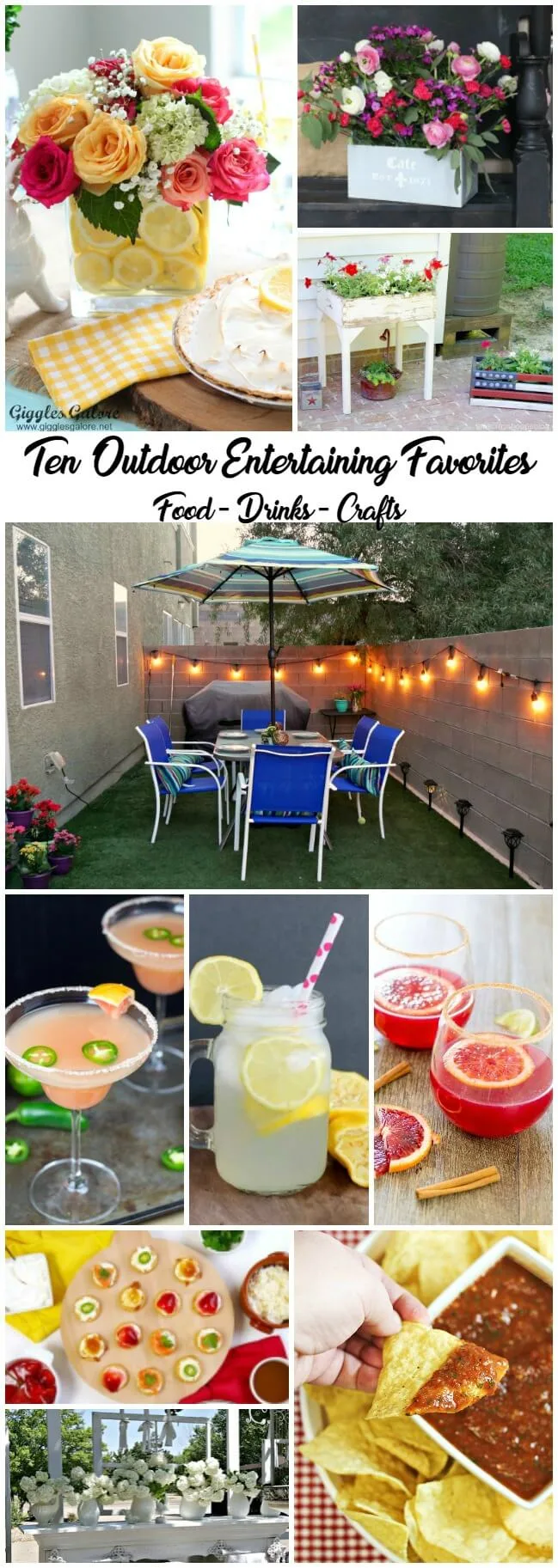10 Outdoor Entertaining Favorites including food, drinks and crafts to get you backyard party ready!