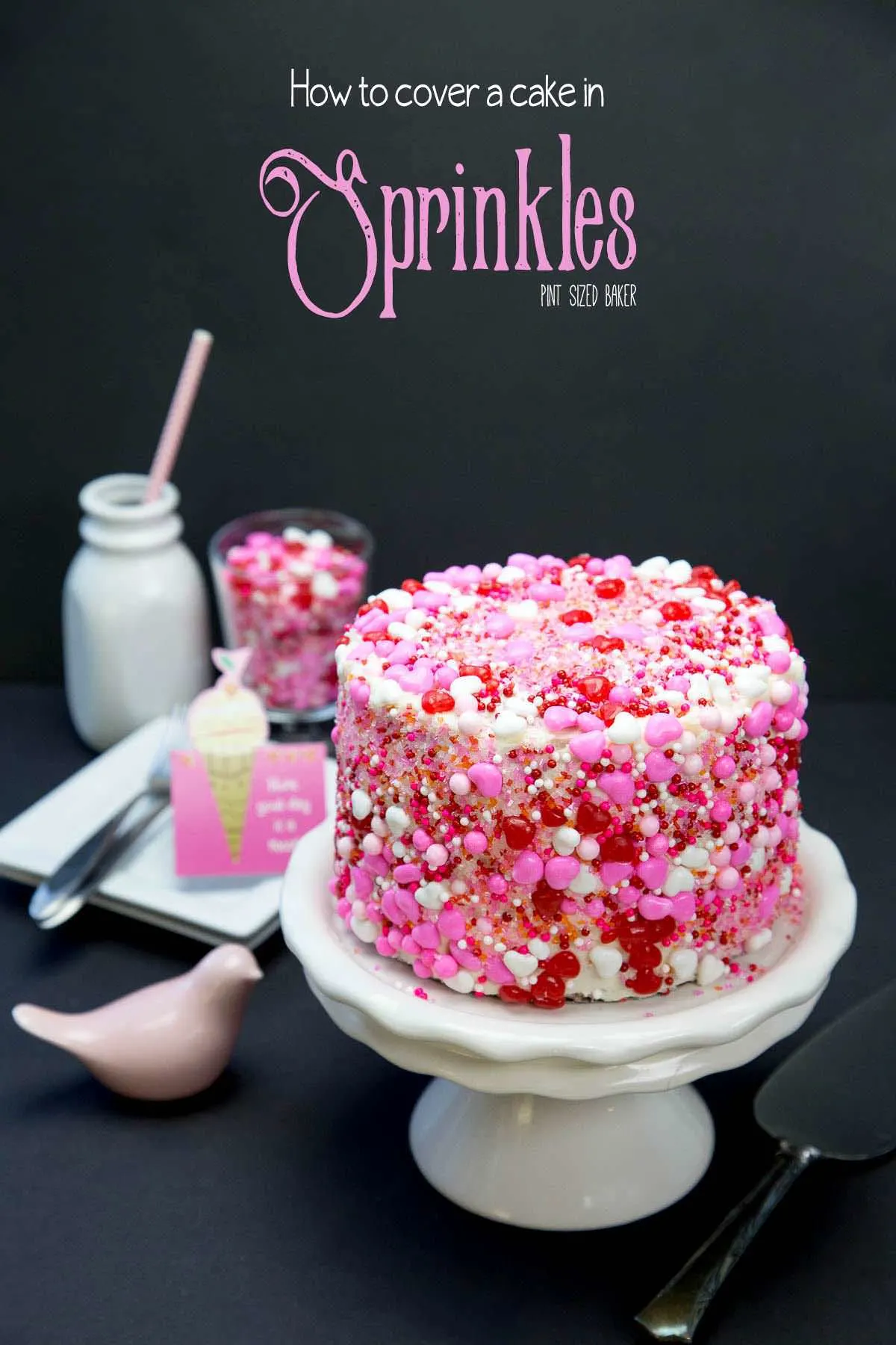Learn how to cover a cake in Sprinkles. This Sprinkle Cake is sure to be a huge hit at your next party!