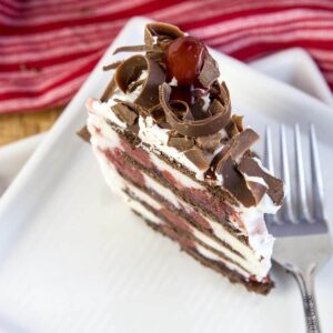 Those chocolate curls aren't just just show! They turn this no bake dessert into a work of art!