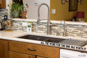 I love this large double bowl sink with built in drain and dry area!