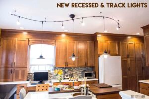 New recessed light and a track lighting system make a big difference in the kitchen.