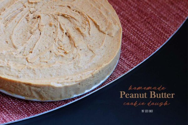 Homemade Peanut Butter Cookie Dough that is safe to eat and great to add to a layer cake!