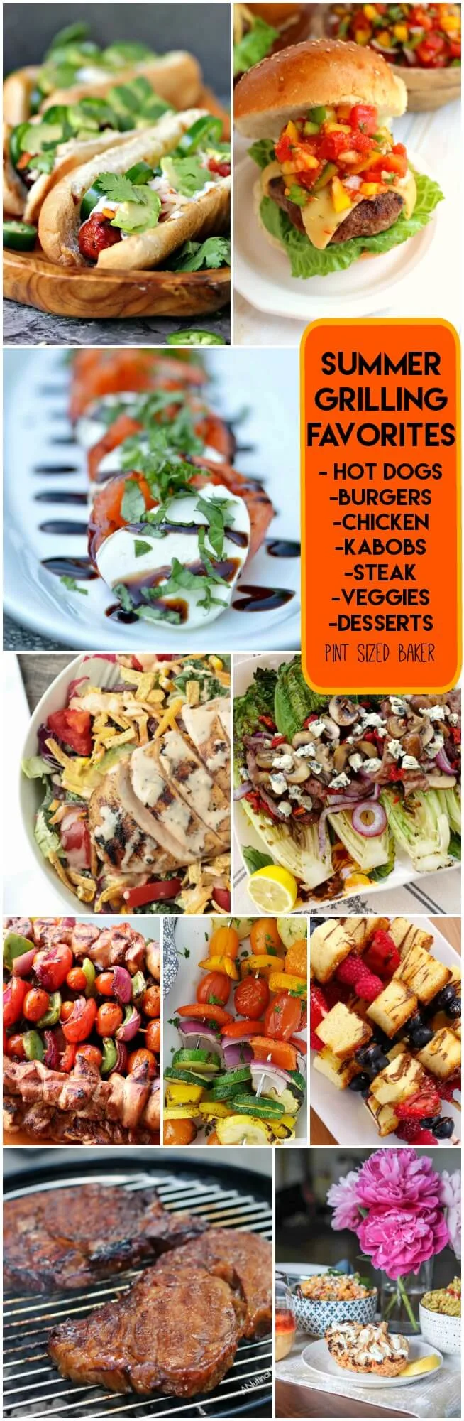 Summer Grilling Favorites! Ten great recipes you can make on the grill. Hot Dogs, Burgers, Veggies, Chicken and even dessert!