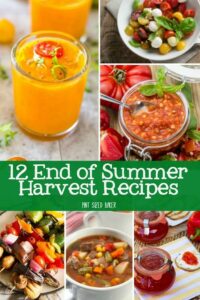 12 End of Summer Harvest Recipes that you can make to use up your tomatoes, zucchini, basil, squash, and more.