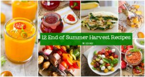 12 End of Summer Harvest Recipes that you can make to use up your tomatoes, zucchini, basil, squash, and more. Get in the kitchen with your seasonal veggies and make a great dish for your hungry family. 