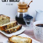 A delicious Low Sugar Banana Oat Bread Recipe that is perfectly moist, freezes well, and is perfect for breakfast with a strong cup of coffee.