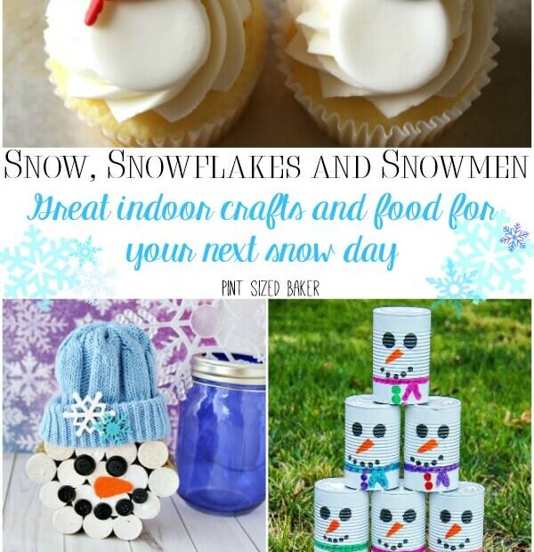 A collection of snow, snowflakes and snowmen themed crafts and food. The great thing is that you can do all these inside the comfort of your home.