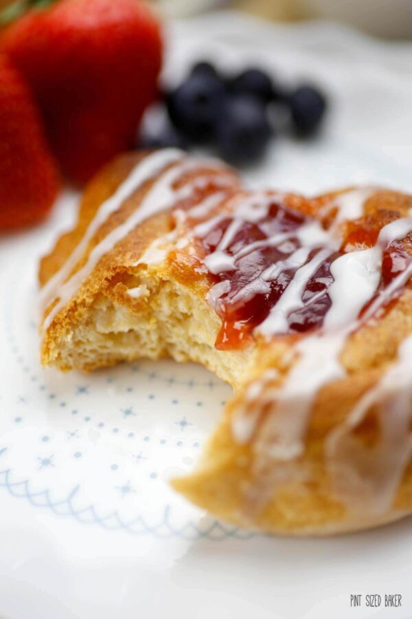 Breakfast couldn't be easier with these Cream Cheese and Jelly Danishes. Use crescent rolls to make them quickly and use your favorite jelly to flavor the Danishes.