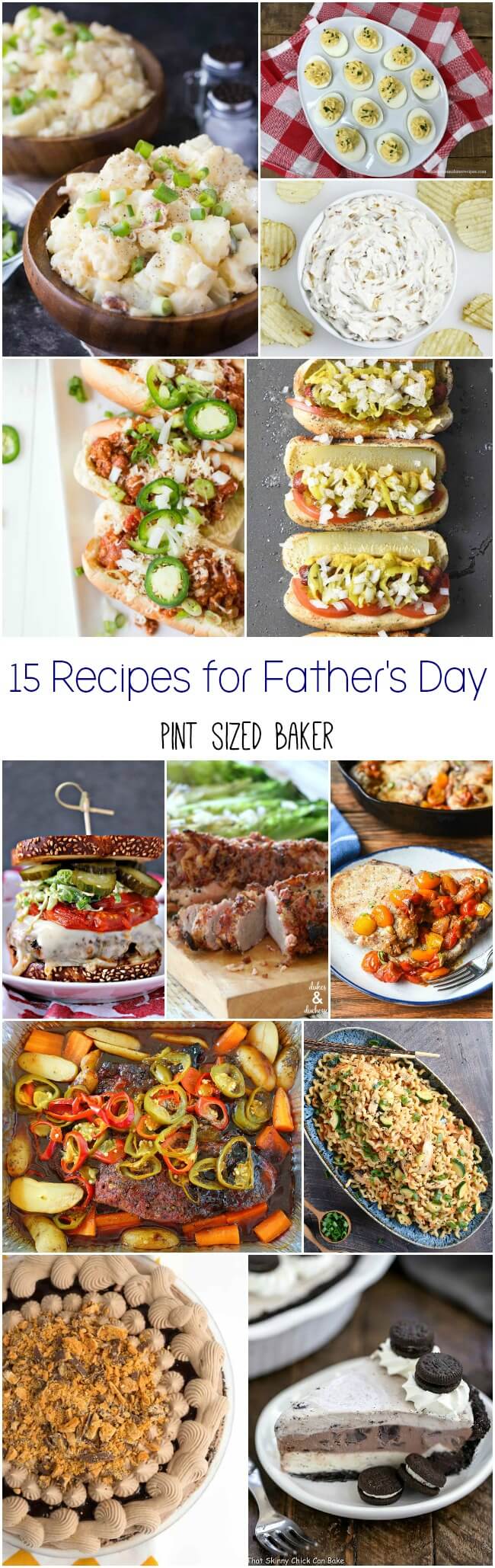 15 great Recipes for Father's Day. These recipes are also perfect for summer BBQ's and potluck parties with the neighbors. 