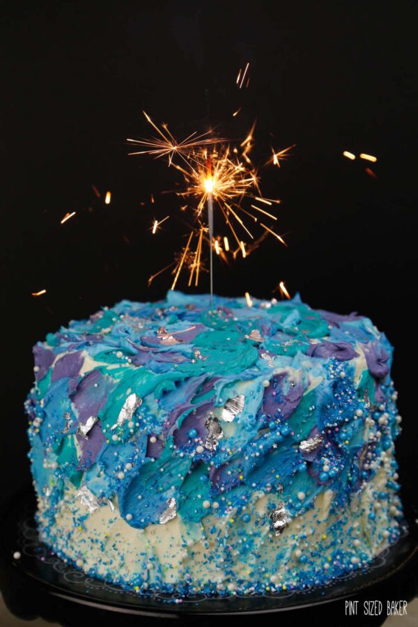 Spatula Painted Cake - The easiest way to decorate a Galaxy Birthday Cake for your little one. This painted technique looks like an oil painting.