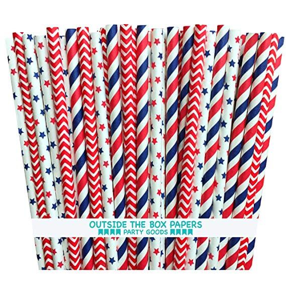 Stars and Stripes Paper Straws