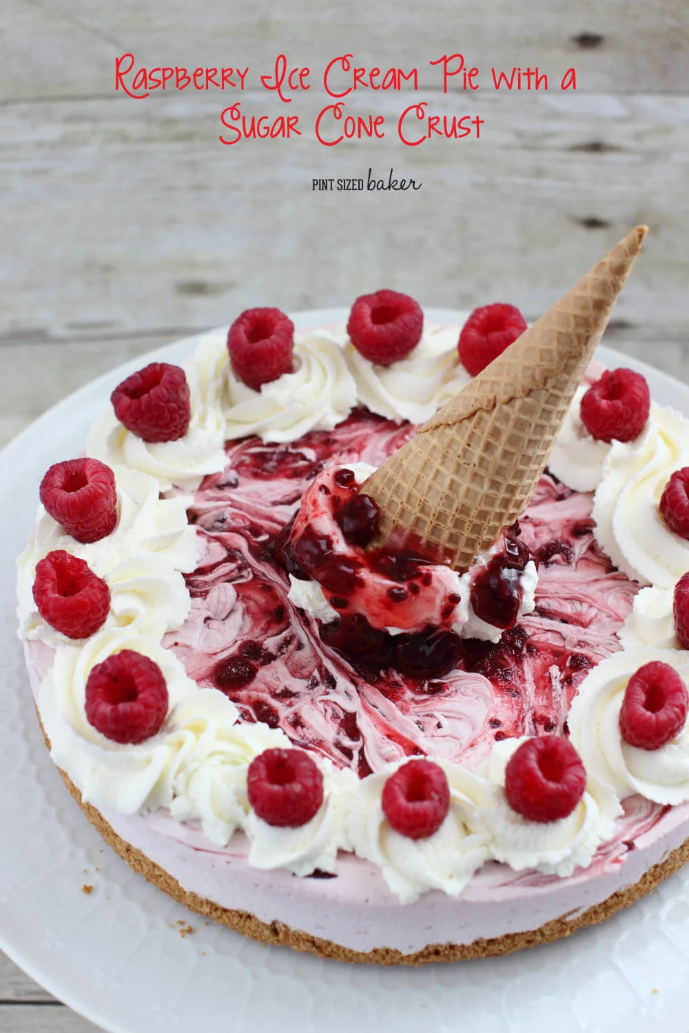 Raspberry Ice Cream Pie with an Ice Cream Cone Crust