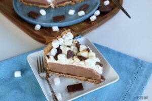 A classic summertime treat made into and ice cream cake, S'mores!